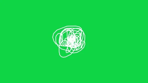 Tangled Ball Drawing on Green Screen, Chroma Key Horizontal Footage Stock Footage 320515559