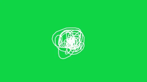 Tangled Ball Drawing on Green Screen, Chroma Key Horizontal Footage Wiggle Stock Footage 320515562