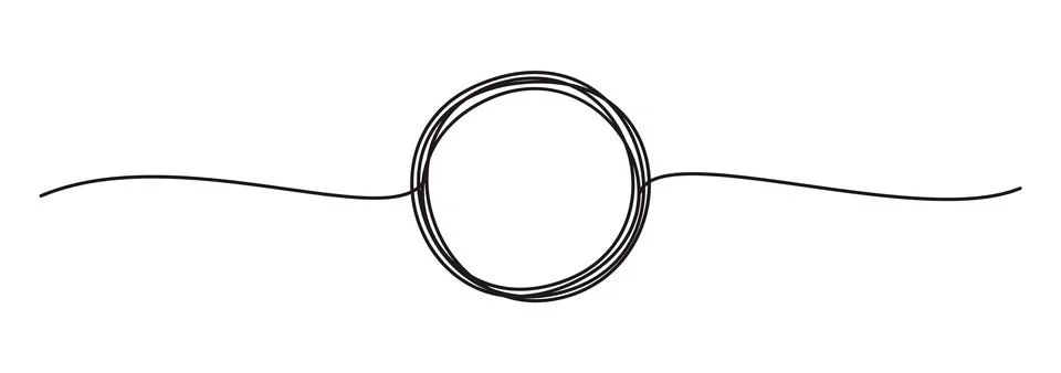 Tangled banner with scribbled circle hand drawn with thin line Stock Illustration