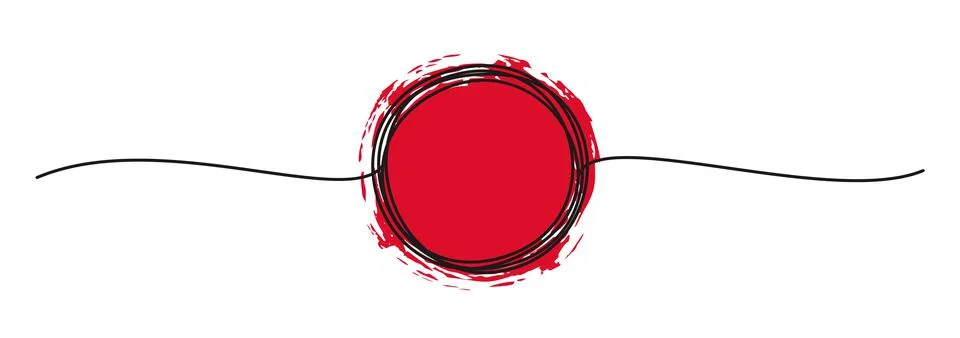 Tangled banner with scribbled circle hand drawn with thin line Stock Illustration