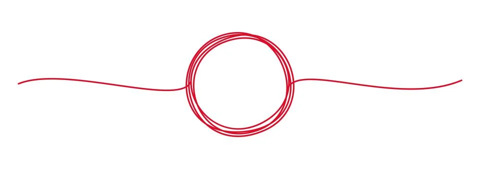 Tangled banner with scribbled circle hand drawn with thin line Stock Illustration