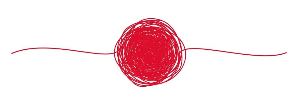 Tangled banner with scribbled circle hand drawn with thin line Stock Illustration