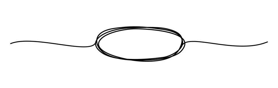 Tangled banner with scribbled oval hand drawn with thin line Stock Illustration