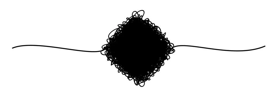 Tangled banner with scribbled square hand drawn with thin line Stock Illustration