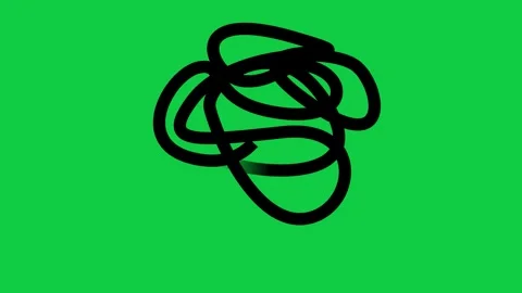 A tangled black scribble glowing on a green screen for confusion. Stock Footage 299045593