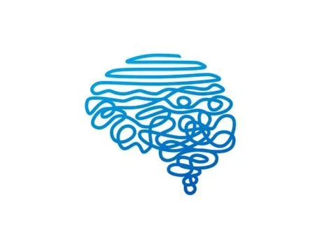 Tangled blue wire in human brain shape vector illustration Stock Illustration