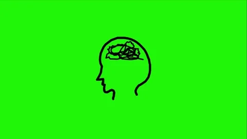 Tangled brain looping animation on green background Stock Footage 340269857