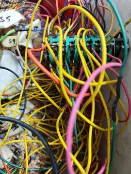Tangled cables in all possible colors Stock Photos
