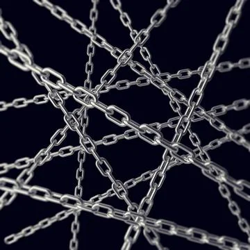 Tangled chain isolated on white background. 3d illustration Stock Illustration