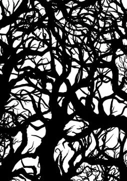 Tangled chaotic branches background Stock Illustration
