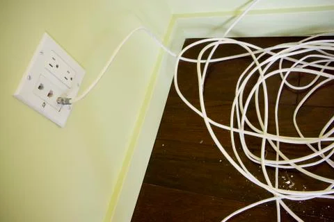 Tangled coaxial cable Stock Photos