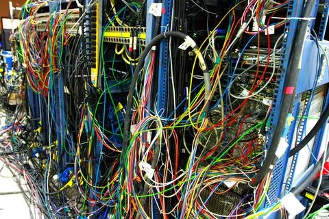 Tangled computer server wires, Mumbai, Maharashtra, India, Asia India Copy... Stock-Fotos