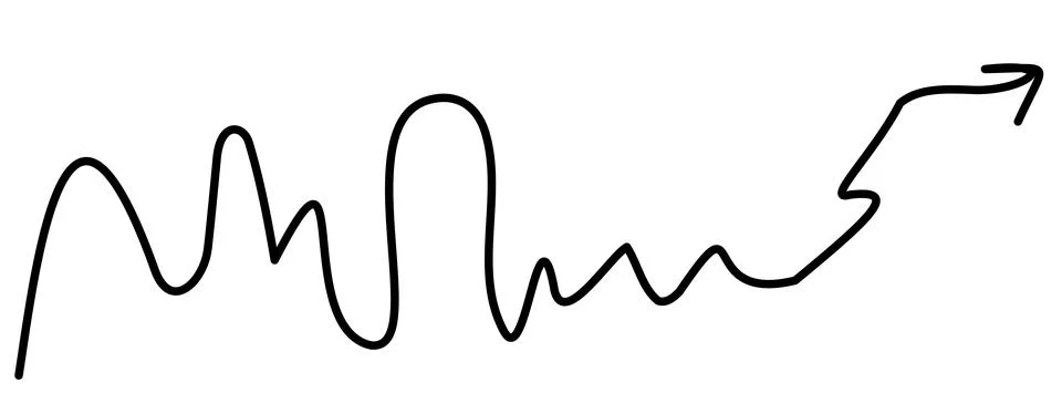 Tangled doodle arrow on a white background. Stock illustration of a swirlin.. Stock Illustration