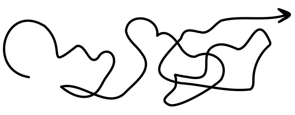 Tangled doodle arrow on a white background. Stock illustration of a swirlin.. Stock Illustration