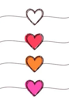 Tangled grungy hearts scribble set isolated on white background Stock Illustration