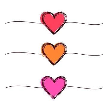 Tangled grungy hearts scribble set isolated on white background Stock Illustration
