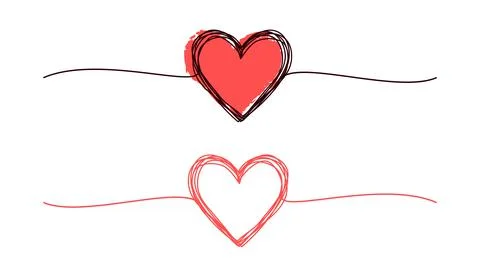 Tangled grungy hearts scribble set isolated on white background Stock Illustration