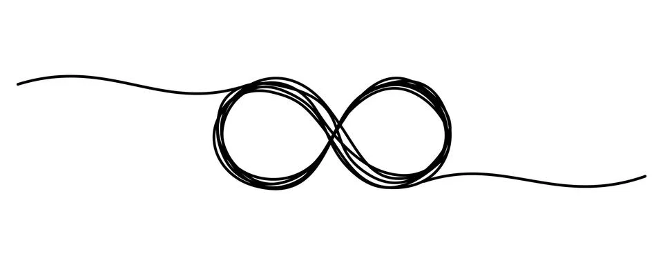 Tangled grungy infinity scribble isolated on white background イラスト素材