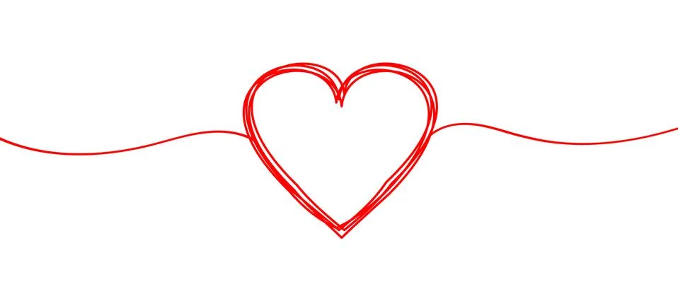 Tangled grungy round scribble hand drawn Heart with thin line. Stock Illustration
