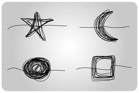 Tangled grungy round scribble hand drawn with thin line Illustrazione stock