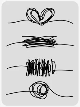 Tangled grungy round scribble hand drawn with thin line 스톡 일러스트