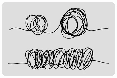 Tangled grungy round scribble hand drawn with thin line in Vector Stock Illustration