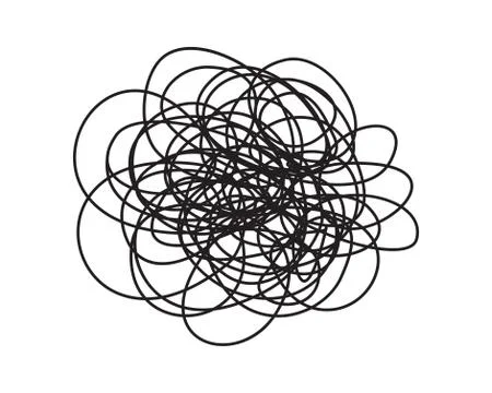 Tangled grungy round scribble isolated on white background Stock Illustration