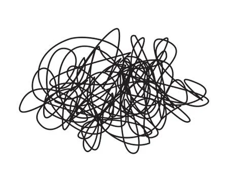 Tangled grungy round scribble isolated on white background Stock Illustration