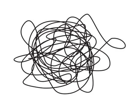 Tangled grungy round scribble isolated on white background Stock Illustration