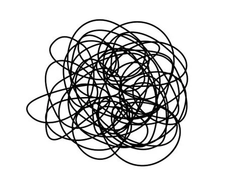 Tangled grungy round scribble isolated on white background Stock Illustration