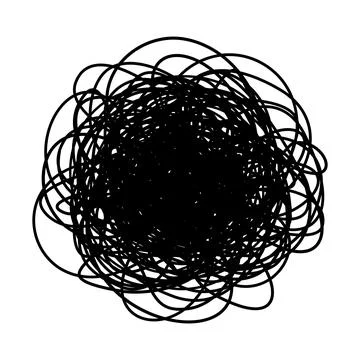 Tangled grungy round scribble isolated on white background Stock Illustration