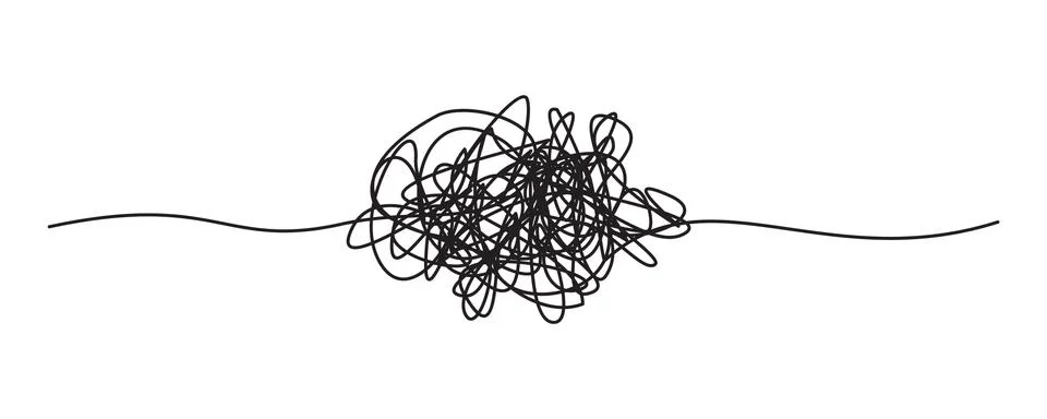 Tangled grungy round scribble isolated on white background Stock Illustration