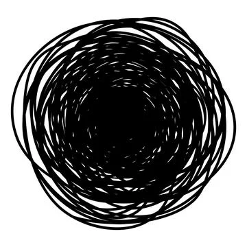 Tangled grungy round scribble isolated on white background Stock Illustration