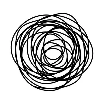 Tangled grungy round scribble isolated on white background Stock Illustration