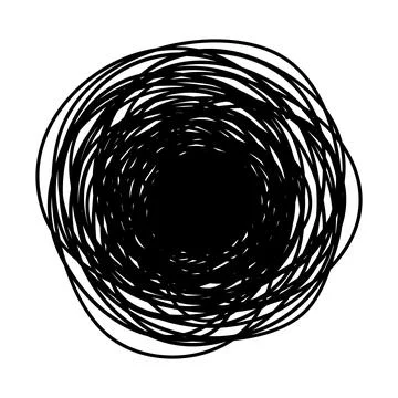 Tangled grungy round scribble isolated on white background Stock Illustration
