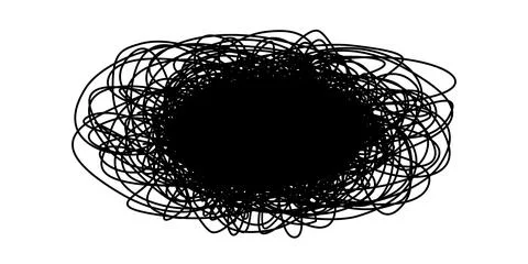 Tangled grungy round scribble isolated on white background Stock Illustration