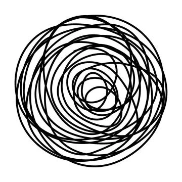 Tangled grungy round scribble isolated on white background Stock Illustration