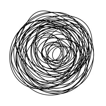 Tangled grungy round scribble isolated on white background Stock Illustration
