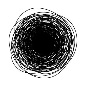 Tangled grungy round scribble isolated on white background Stock Illustration