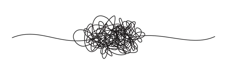Tangled grungy round scribble isolated on white background Stock Illustration