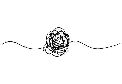 Tangled grungy round scribble isolated white background. Vector illustration Stock Illustration