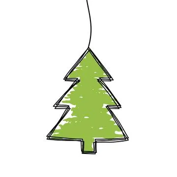 Tangled grungy scribble Christmas Pine Tree decoration Stock Illustration