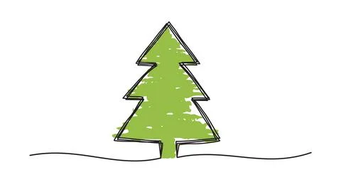 Tangled grungy scribble Christmas Pine Tree banner Illustrazione stock
