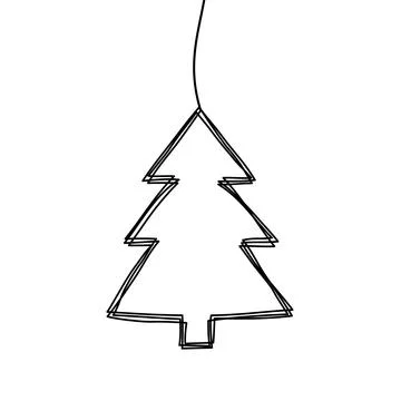 Tangled grungy scribble Christmas Pine Tree decoration Illustrazione stock