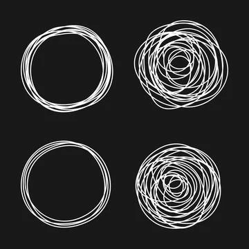 Tangled grungy scribbles set chalk board effect Stock Illustration