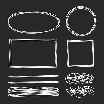 Tangled grungy scribbles set chalk board effect Illustrazione stock