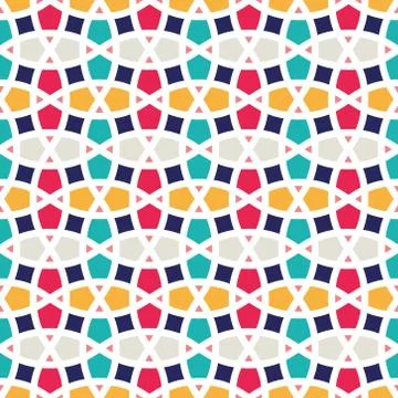 Tangled Lattice Pattern. Red, orange, turquoise, navy blue colors Stock Illustration