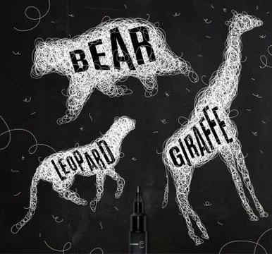 Tangled line bear Stock Illustration