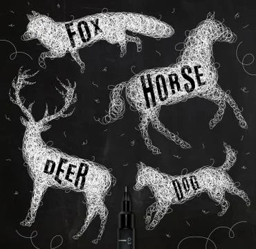 Tangled line deer Stock Illustration