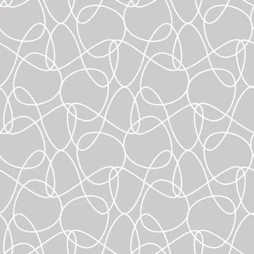 Tangled lines seamless vector pattern on grey Stock Illustration
